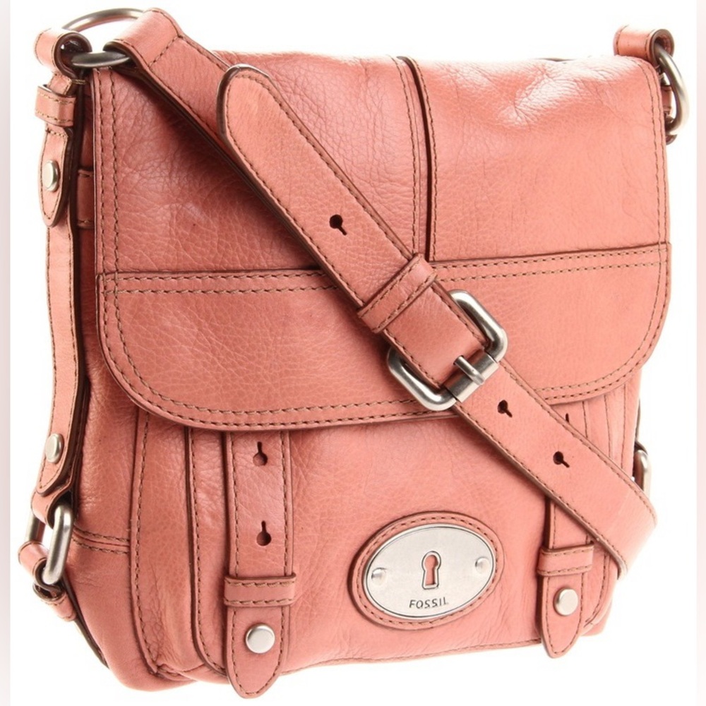 Fossil Maddox leather flap crossbody bag | Dusty pink
